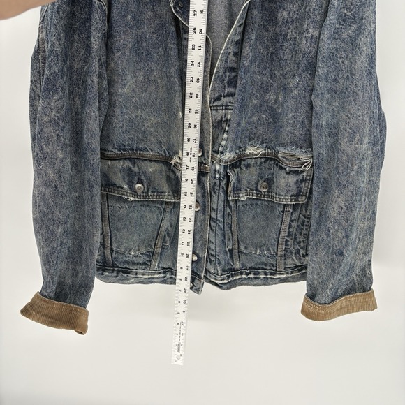 Vintage 60s Levis Denim Chore Distressed A-2 Bomber Buckle Back Retro USA XL - Picture 5 of 14